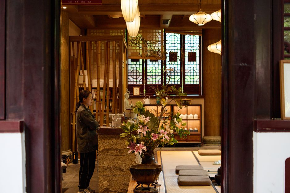 Interior de la casa de té